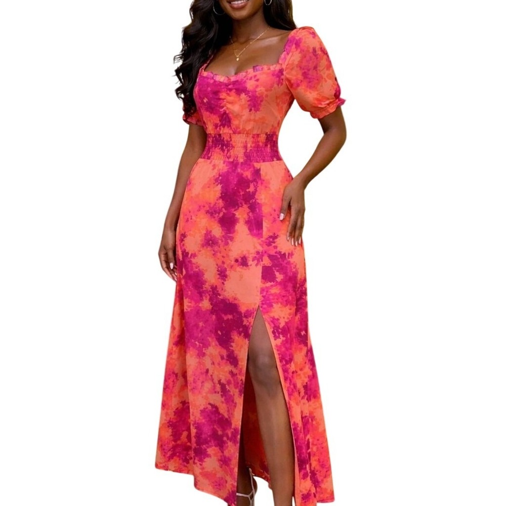 Bar III Pink and Orange Tie-Dye Maxi Dress